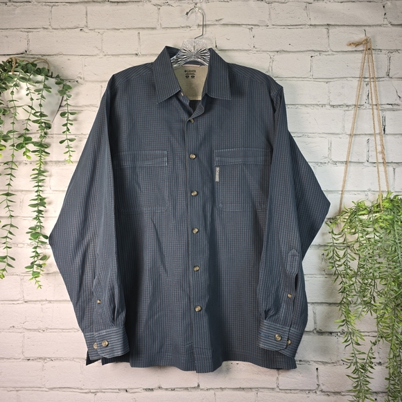 Columbia Men's Navy Checkered Long Sleeve Button Down Mens Size Med M181 - Picture 1 of 10